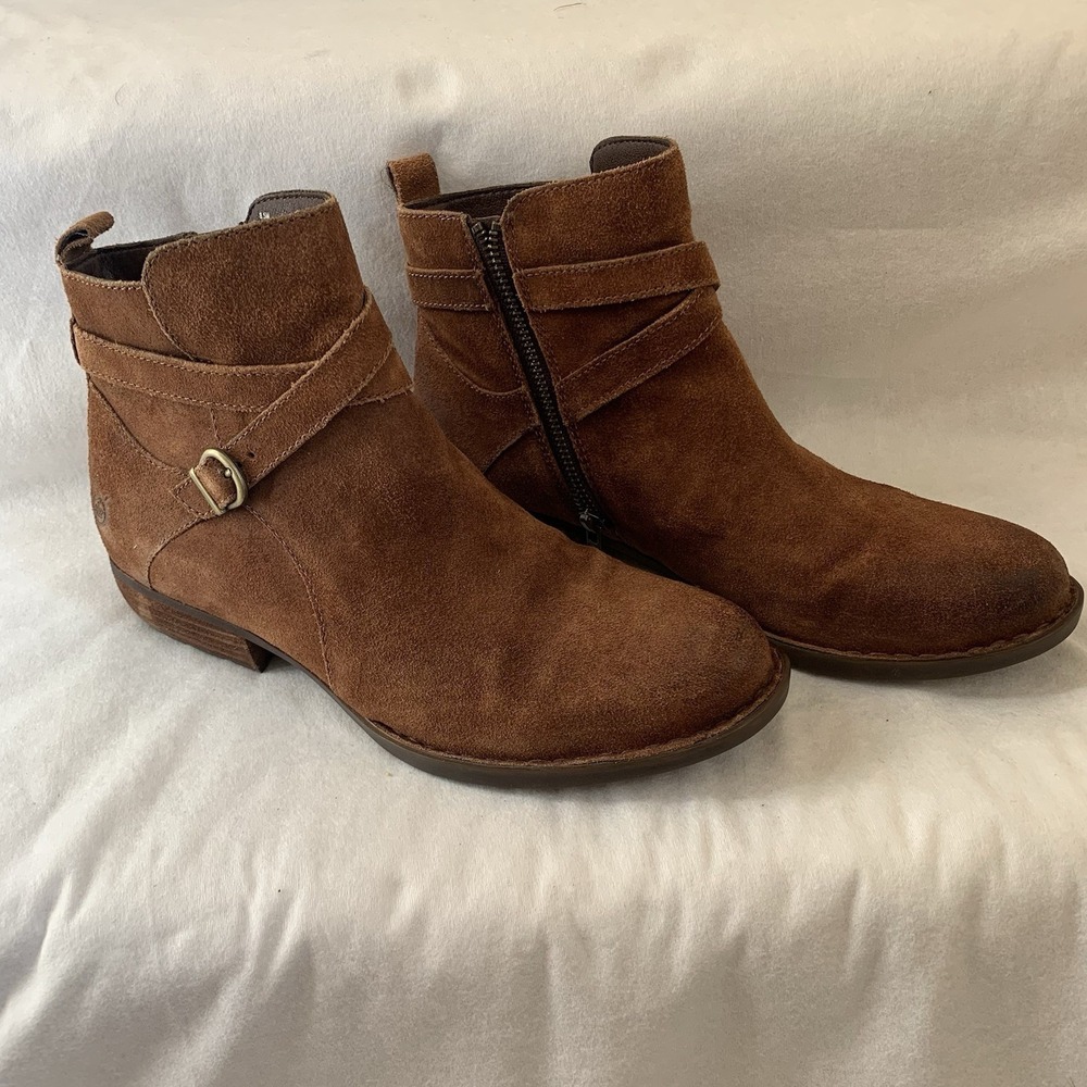 BORN FAYWOOD RUST -Tobacco Distressed Oil Rub SUEDE Ankle Boot SZ- 8.5M Brown - Picture 2 of 16